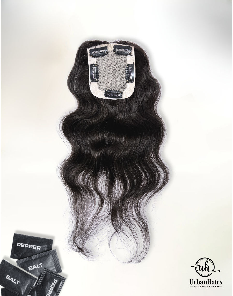 Salt & Pepper Invisible Topper / 100% Human Hair