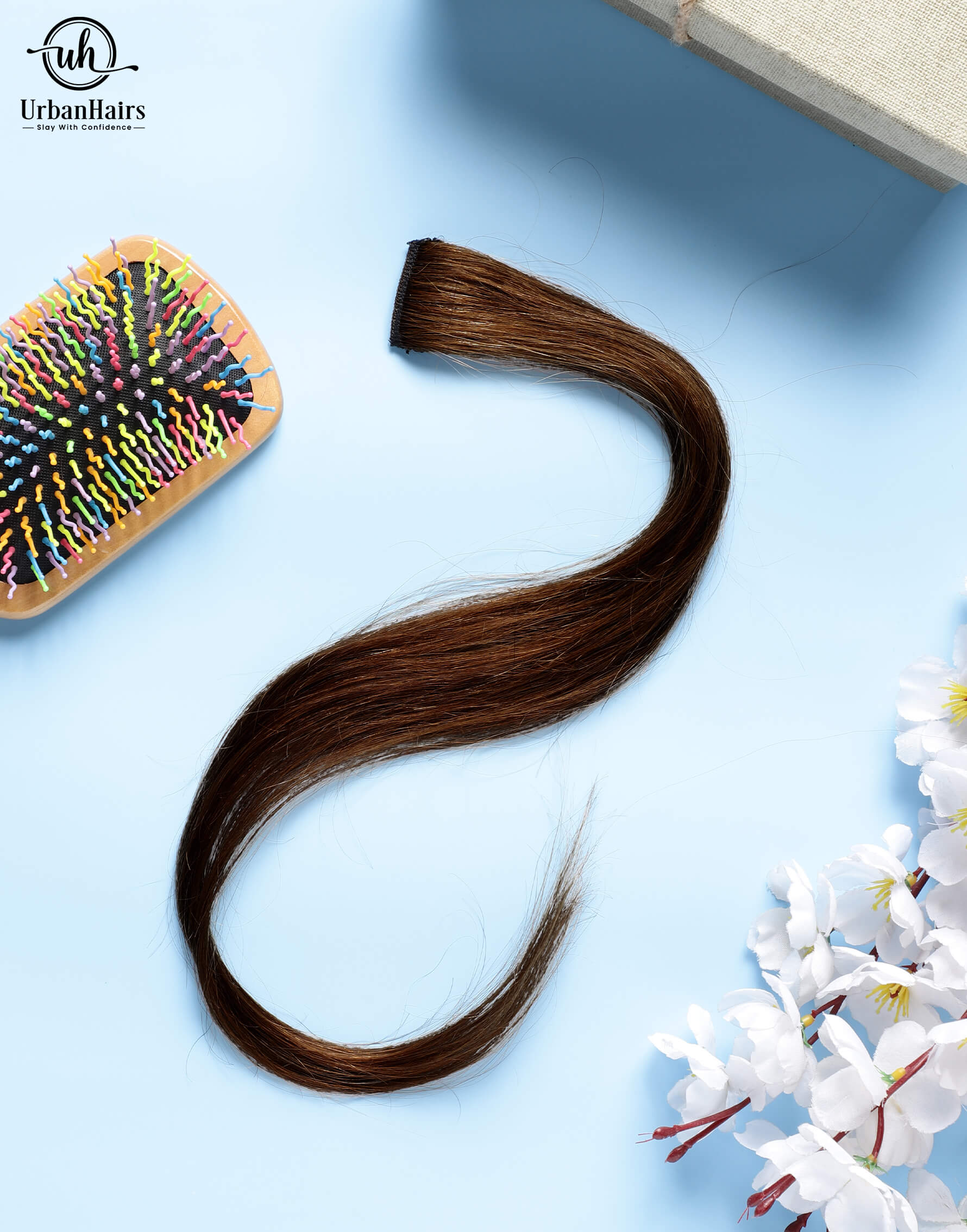 Natural Brown Clip In Hair Streaks | 100% Human Hair Extensions