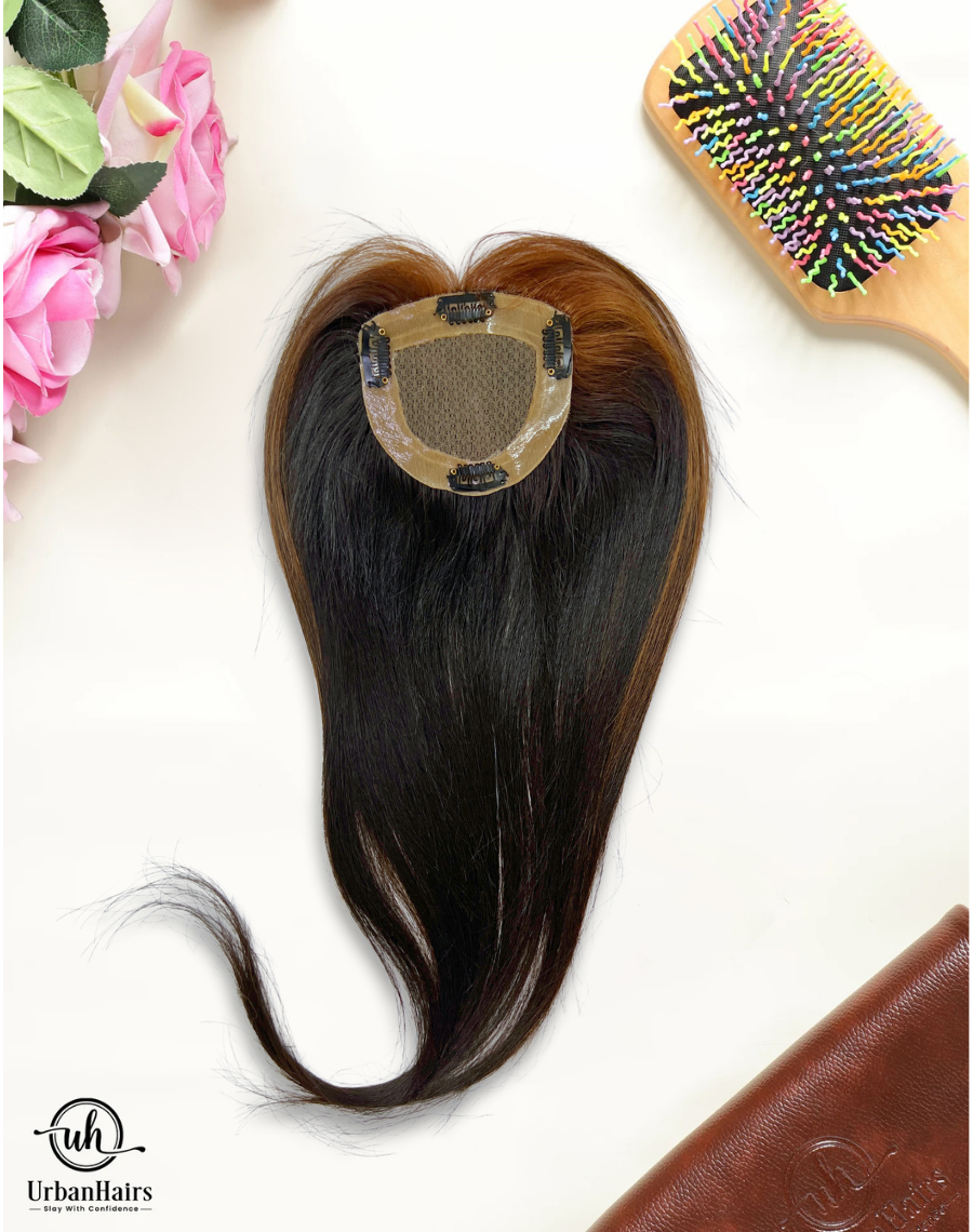 Invisible Topper with Highlights / 100% Human Hair