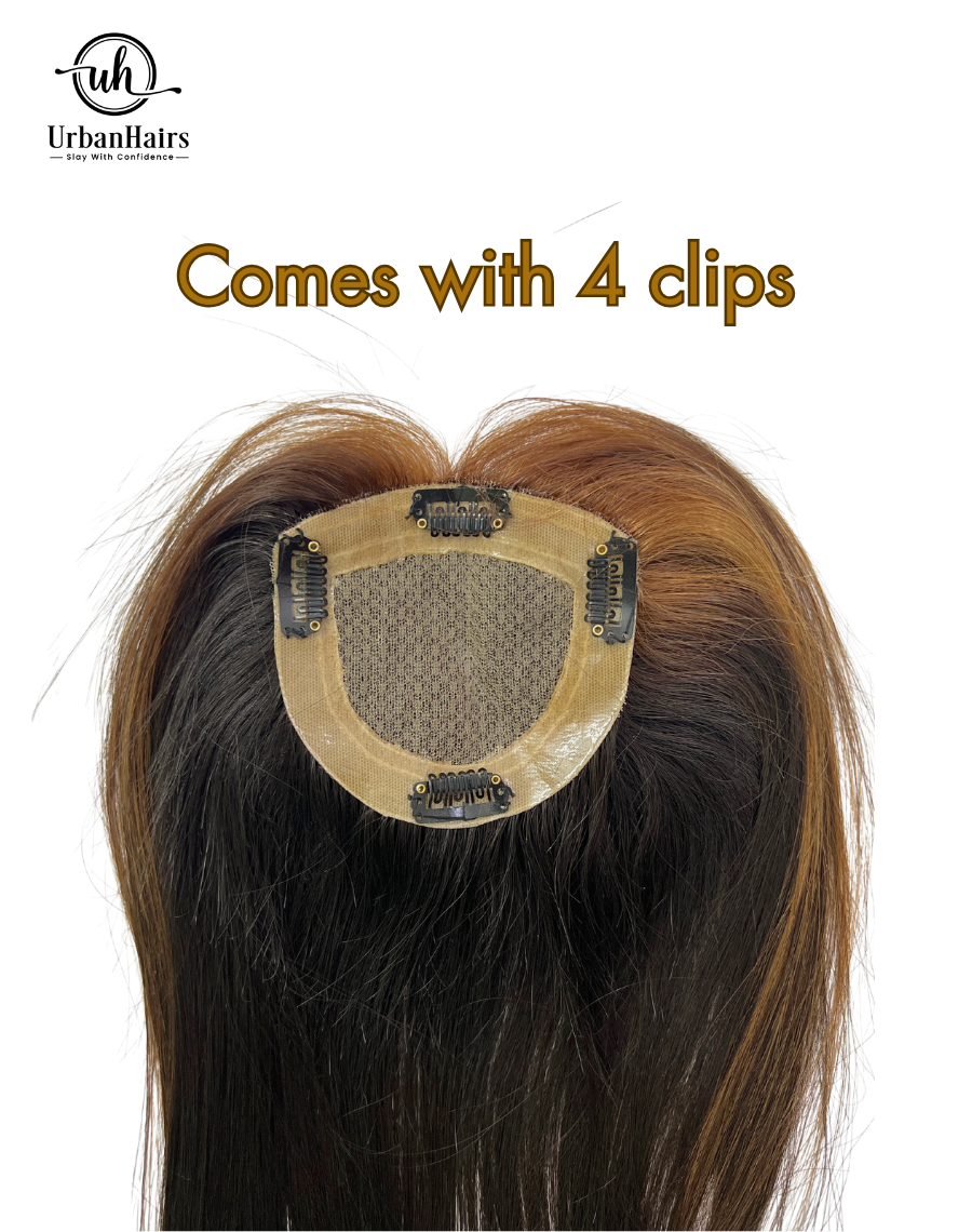 Invisible Topper with Highlights / 100% Human Hair