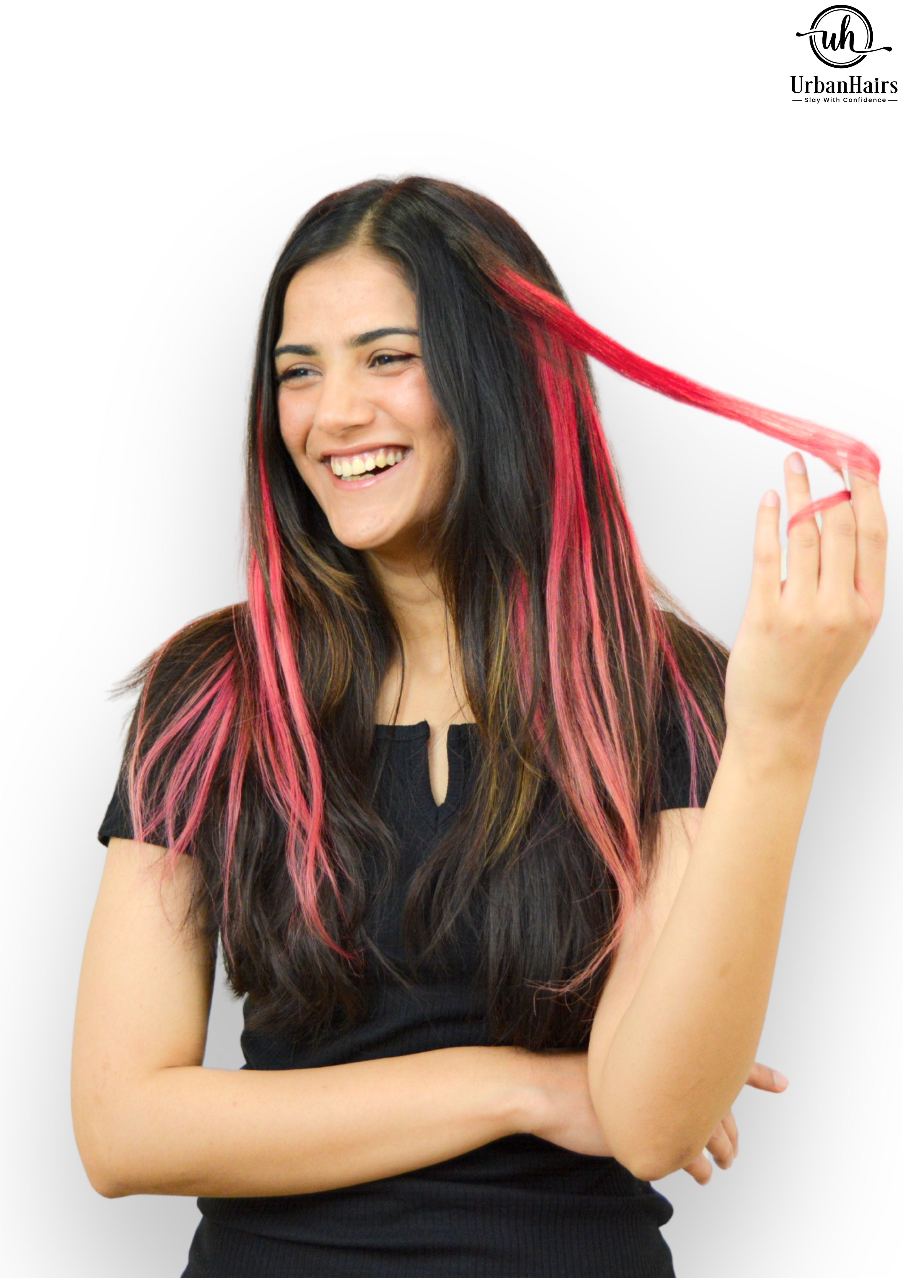 Coral Crush Streaks | 100% Human Hair Extensions | 18"