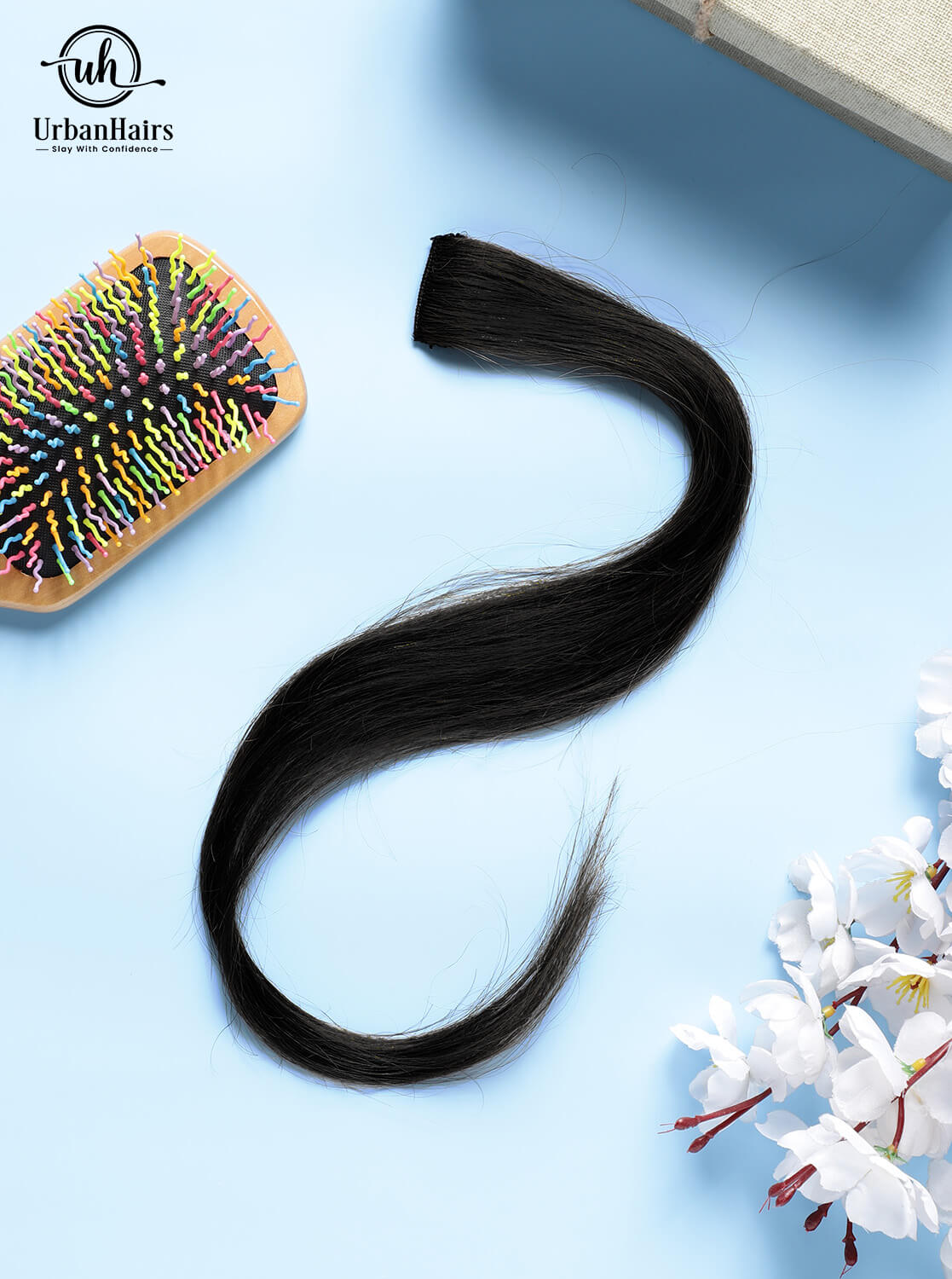 Natural Black Clip In Hair Streaks | 100% Human Hair Extensions
