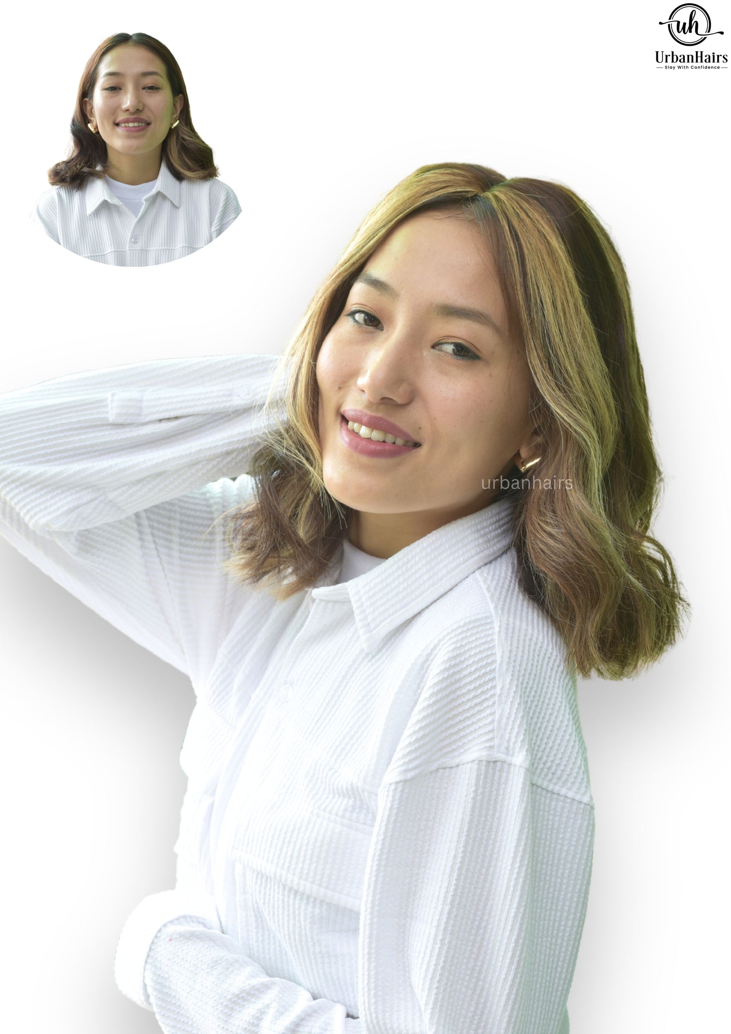 Lace Scalp Topper with Highlights / 100% Human Hair / 20"