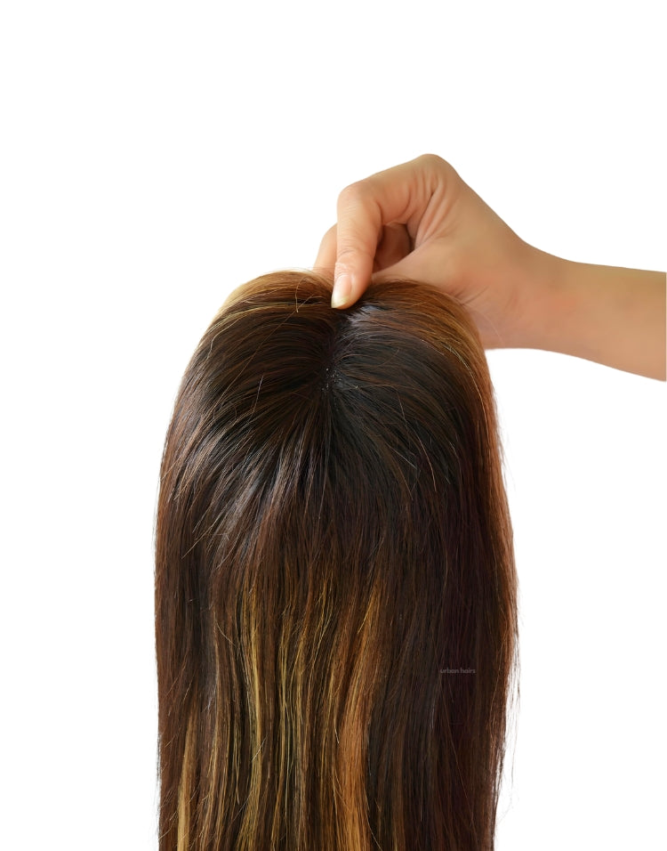 Lace Scalp Topper with Highlights / 100% Human Hair / 20"