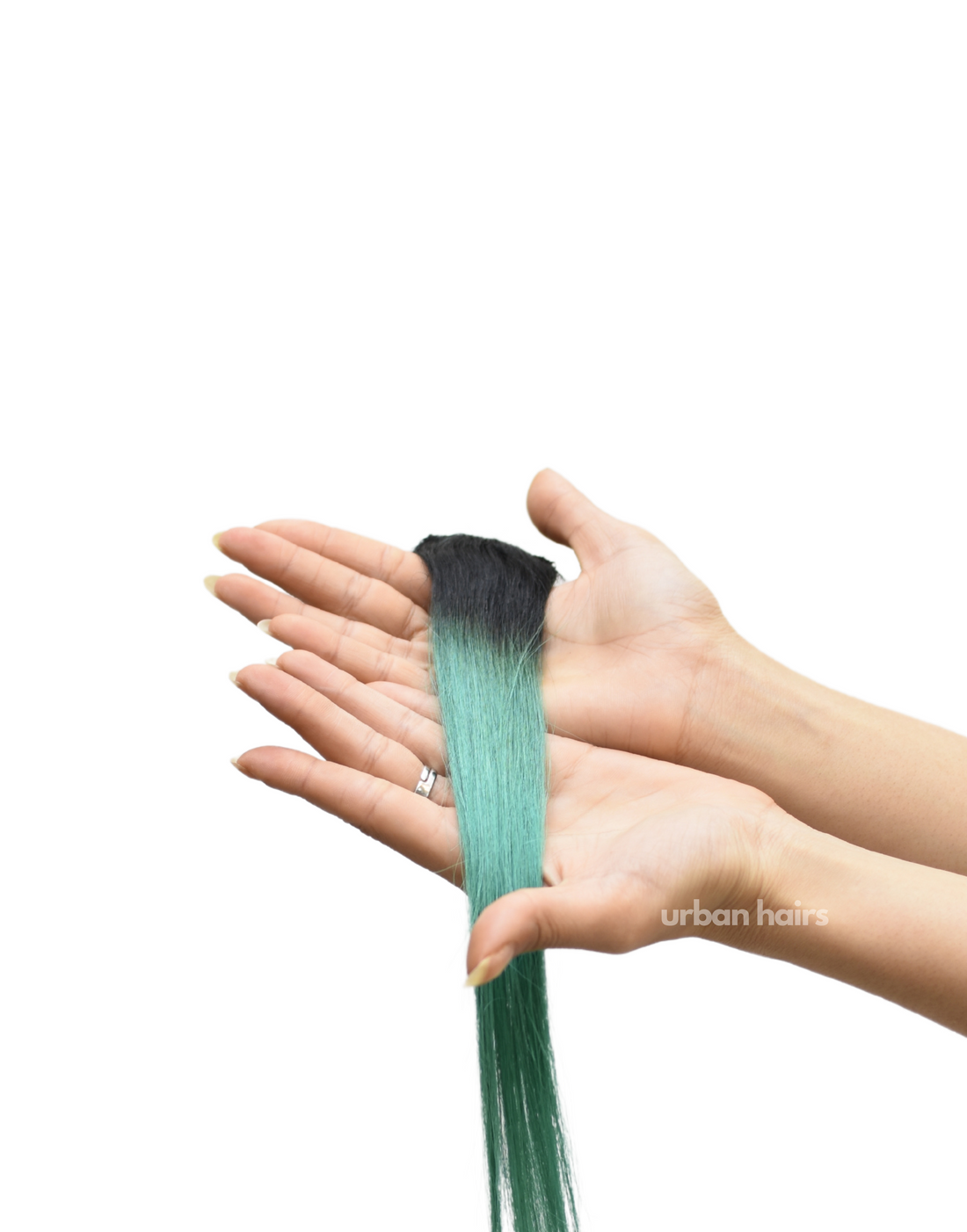 Emerald Mist Clip In Hair Streaks | 100% Human Hair Extensions